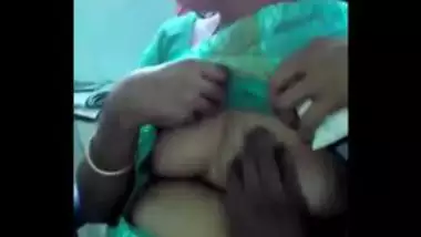 Horny Tamil Aunty Showing Boobs In Office