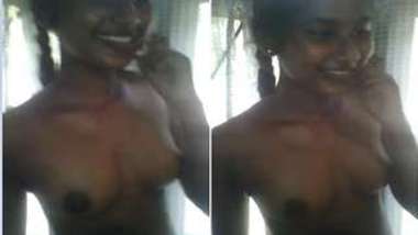 Man films hot Desi girlfriend talking on the phone with naked XXX titties