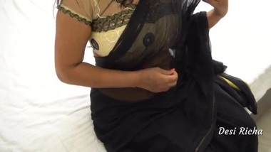Tamil Richa Enjoy With Vibrator in Brown Saree
