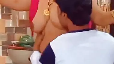 Aunty boobs opened pressed sucked hungrily by son friend