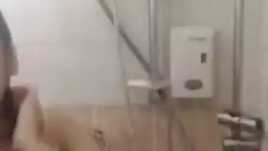 Big-boobied Desi girl had great idea to film herself in the shower