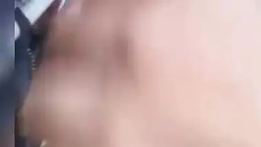 Amateur dark-haired Indian girl swallows dark cock having oral sex