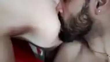 Bearded Desi lad can't stop worshipping sexy nipples of XXX lovely