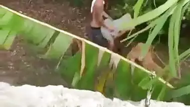 Desi XXX mms video, Horny Mallu couple was caught fucking outdoor in bushes