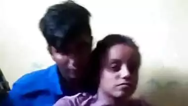 Voluptuous Desi female looks in sex camera while man touches her XXX jugs