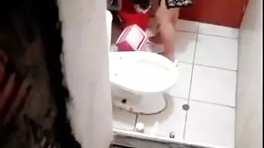 girl caught pooping