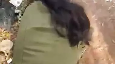 Desi girl fucking outdoor in Doggy
