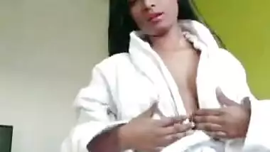 Horny Riya on Bed after Bath Nude Perfume Spay Hot