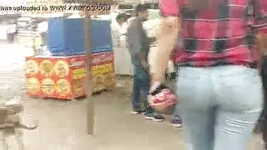 Sexy Indian round ass girl walking in public