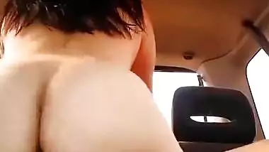 Cute Girlfriend Riding Boyfriend in Car