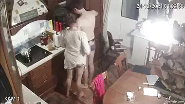 Couple fucks in the kitchen room