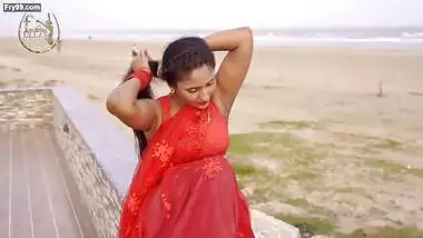 Smita Sana in Red Chiffon Saree ~ Fashion Ullas