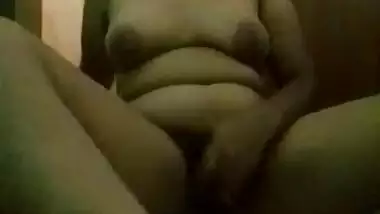 Nude chubby girl fingering in washroom