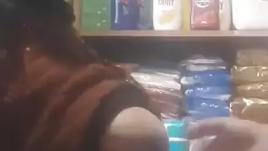 Desi Milf boobs Pressing by shopkeeper