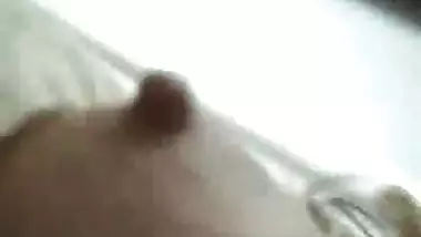 Hot and big boobs of Telugu aunty while brushing