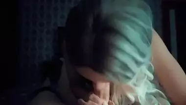Blowjob from a hot blonde after a party