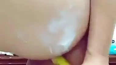 Hot paki babe masturbating and stretching both holes