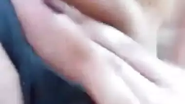 Beautiful Big Boobs Girl fingering her pussy in Selfie Video