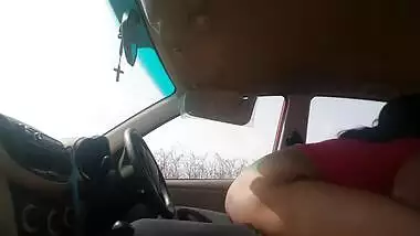 Outdoor sex coupes fucking hard in Car parked close to nature on hill top