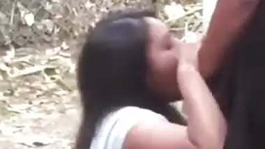 Young Indian college girl giving blowjob to uncle outdoor, new Desi viral mms