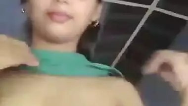 Lovely Indian gal motivates BF to have sex by flashing her XXX tits