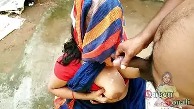 Maid In Blue Saree Suck Owner Dick In Backyad Outdoor He Cum On Her Big Boobs