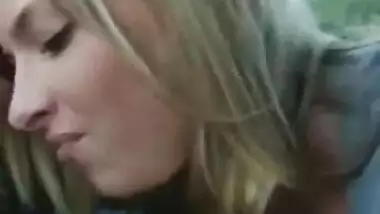 Beautiful Blonde Teen Sucks Cock in a Car