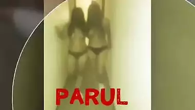 Two eccentric Desi students perform strip XXX show in the corridor