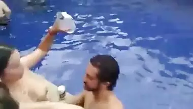 punjabi pool party with a topless foreigner girl