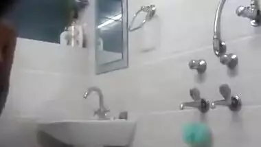 Nude selfie of a desi teen during shower