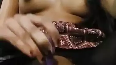 Hot desi bitch fngering and pleasuring using massage toy