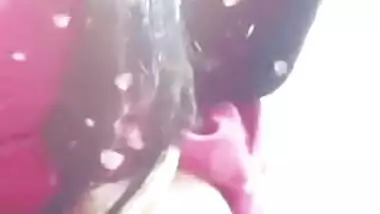 Indian chick with hidden face takes XXX boobs to light on a phone camera