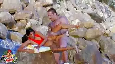 Hot skinny Indian little slut fucked by big cock at the beach