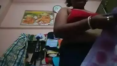 Indian chubby wife showing her hanging tits