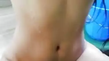Skinny Desi coed flaunts tiny tits and even vagina in the washroom