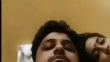 Happy male enjoys his young Desi wife and sucks her cute nipples