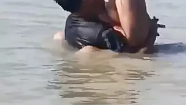 Fucking Desi Randi sitting on shallow river bed