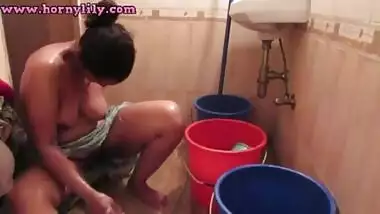 Best Ever Indian Tamil Maid Horny Lily Filmed Naked In Bathroom Washing