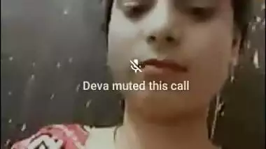 Desi girl showing her cute small boobies on VC