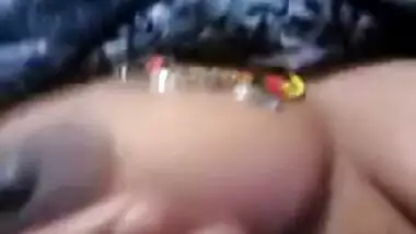 Desi village girl enjoys touching her own XXX shaped boobies on camera