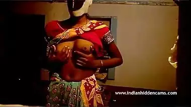 Indian maid boob pressed front of cam for money