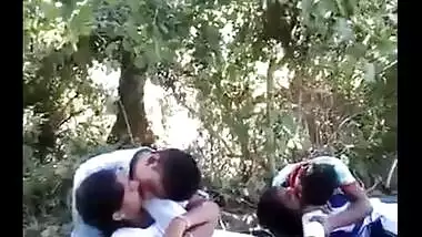 Indian school girls outdoor romance
