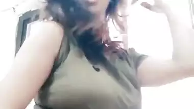 huge boob desi babe with bra bouncing inside tshirt