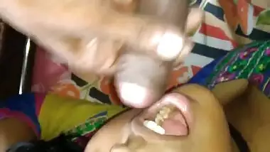 Indian girl eating cumshot