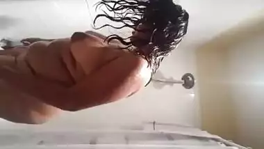 chubby girl showering