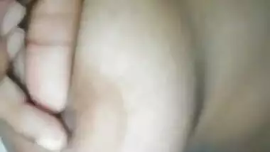 Shy girl showing tits