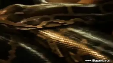 Indian Babe Lets Her Pet Snake Slither Over Her Naked Body