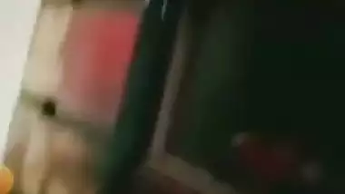 Selfie video call of sexy girlfriend showing nude body