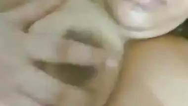 Hot desi bhabhi pressing her big boobs