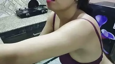 Desi Indian Big Boobs step Mom teaches her StepSon How to fuck in kitchen ( Hindi Audio )